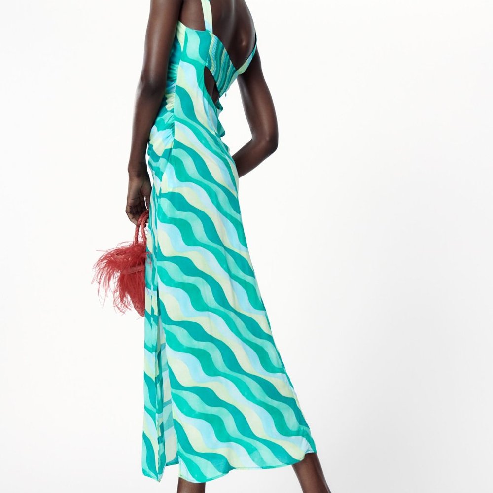 zara green swirl dress Zara Green Swirl Dress